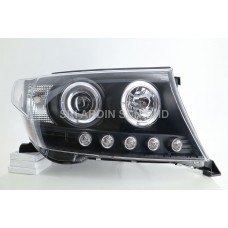 Toyota Land Cruiser FJ200 08-11 Black Projector Headlamp w Ring Toyota Land Cruiser FJ200 08-11 Black Projector Headlamp w Ring